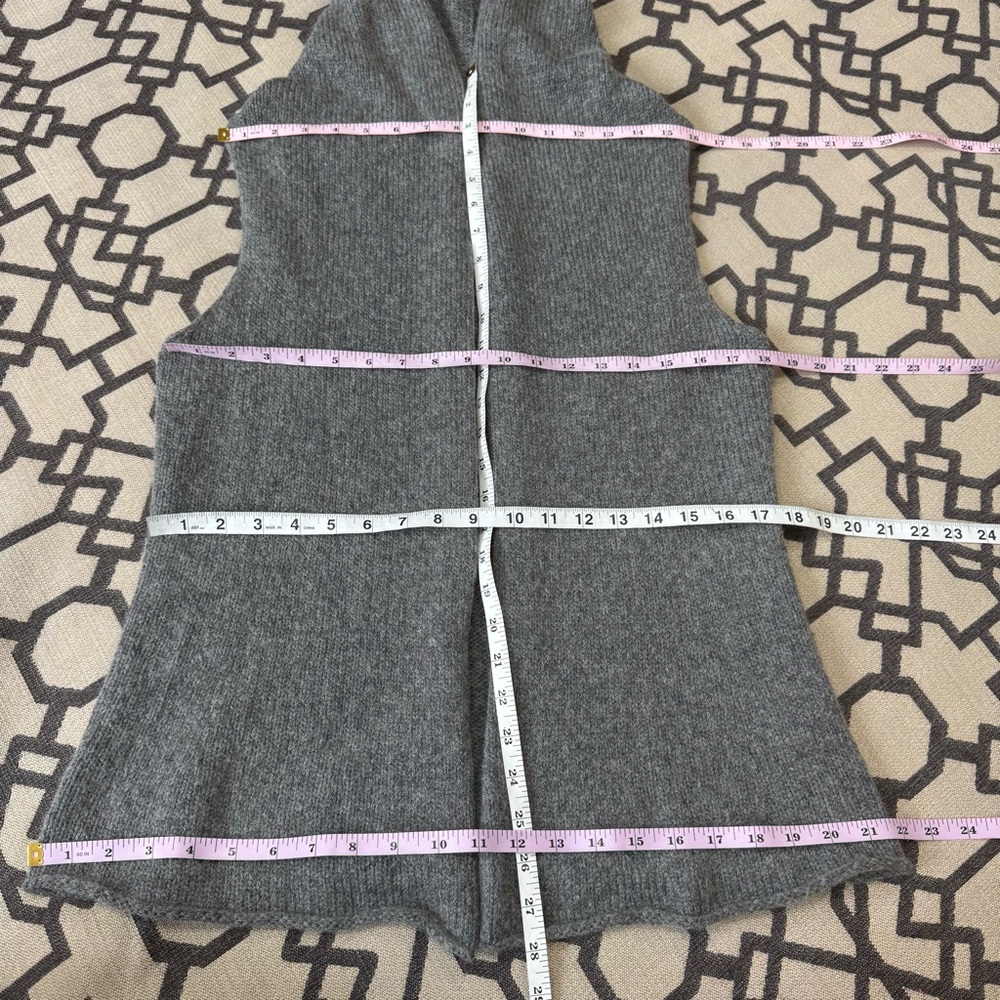 Eileen Fisher Wool Mohair Knit Open Front Hooded Hood Gray Vest Sweater Sz S - Picture 12 of 12